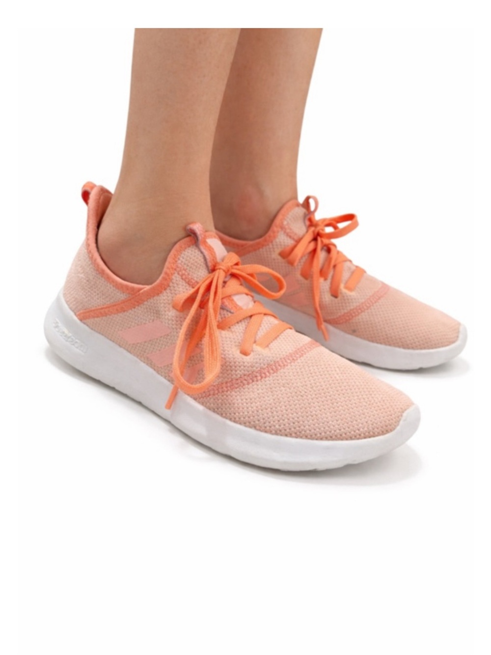 adidas Women's Peach/Coral Knit Lace-Up Athletic Sneakers